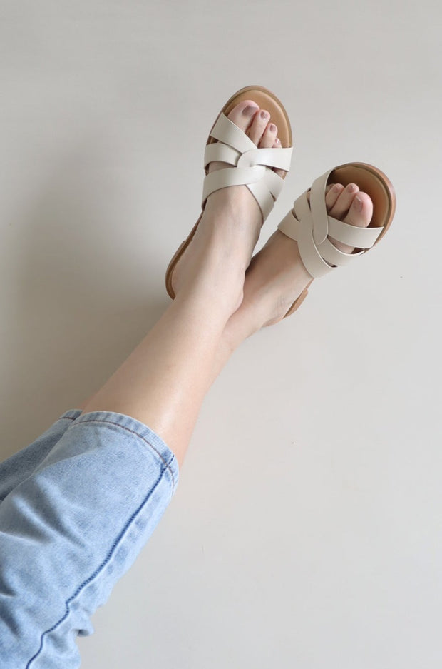 Josie Intertwining Sliders (Beige) - Our Daily Avenue
