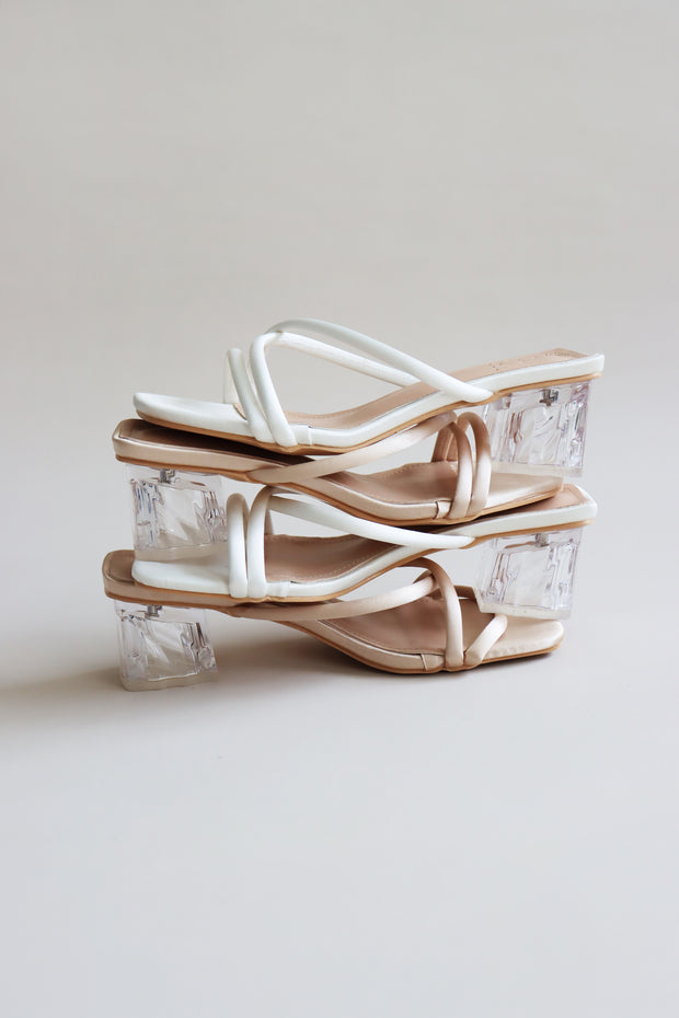 Mabel Strappy Glass Heels (Champagne) - Our Daily Avenue