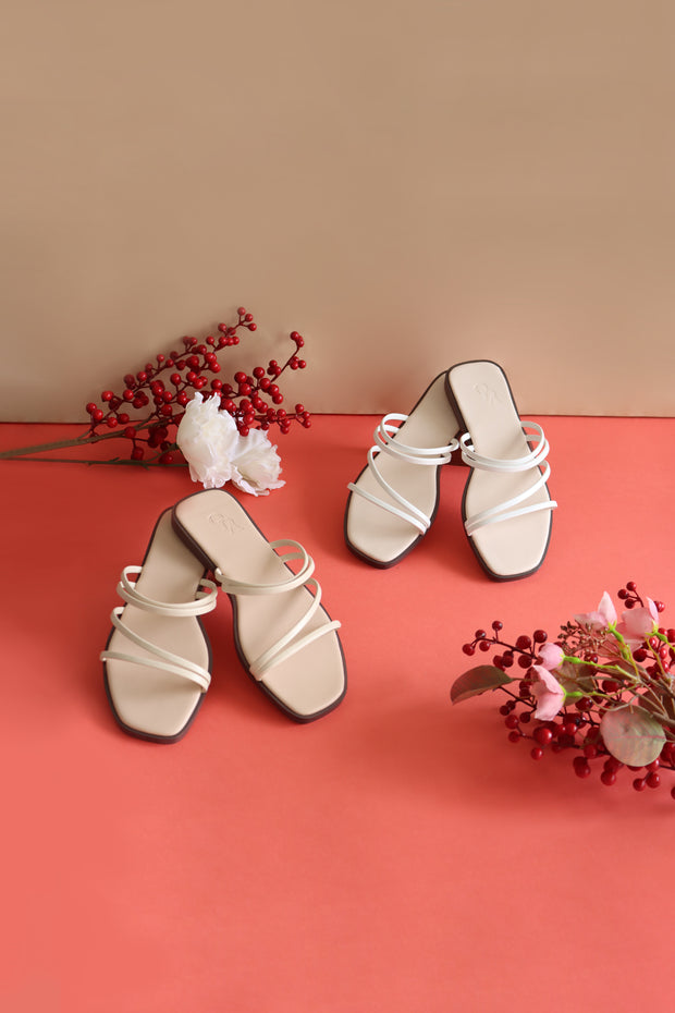 Jane Strappy Sliders (White) - Our Daily Avenue